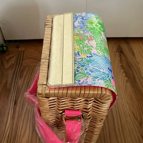 NEW Lilly Pulitzer Wicker Wine Basket - Picture 11 of 12